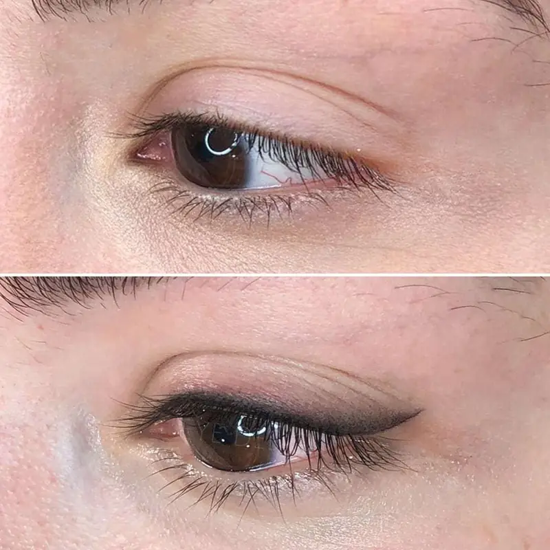 Permanent eyeliner before and after at Soulu
