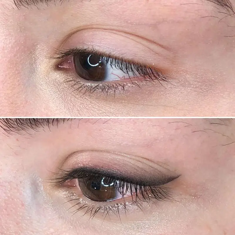 Permanent eyeliner before and after at Soulu